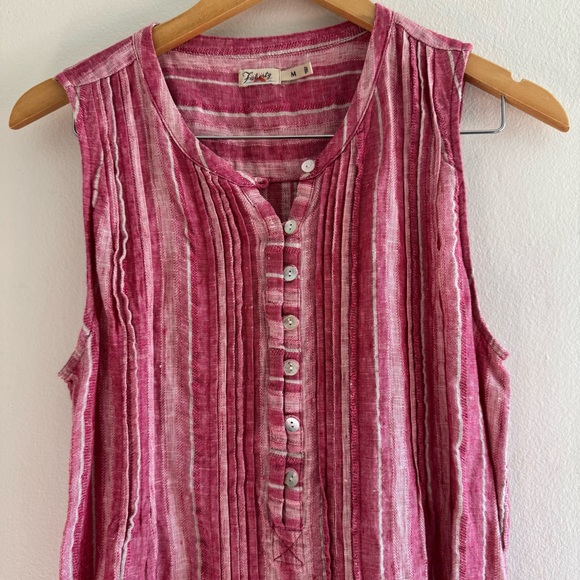 Faherty Isha Pink Granita Stripe Linen Blend Dress sized Medium - Picture 8 of 10